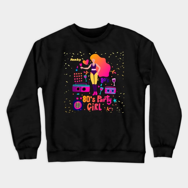 80's pink party girl Crewneck Sweatshirt by redsunflower